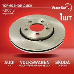 Диск торм. AUDI A3VW GOLF IVBORASKODA OCTAVIA 98-POLO SEDAN 10- перед.вент.(d256mm) KD0013