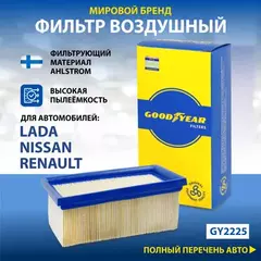 Фильтр воздушный автомобильный Goodyear GY2225 для а/м LADA: LARGUS (1.6 VAZ- K4M), NISSAN: ALMERA (