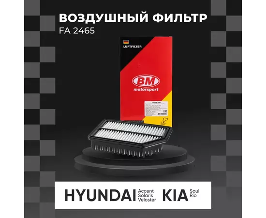 Фильтр воздушный FA 2465 Hyundai Accent 11- Solaris 11- Veloster 11- Kia Rio 11- Soul I рестайлинг 11- /кросс-номер MANN C 25 016 /OEM 281131R100 28113-1R100