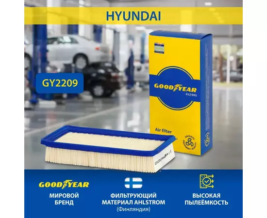 Фильтр воздушный автомобильный Goodyear GY2209 для HYUNDAI (хендай) GETZ (гетц)