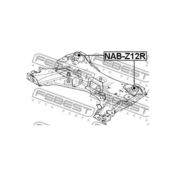 Сайлентблок подрамника NISSAN MICRA K12E 2002.11-2010.07 [EL] задний  NAB-Z12R FEBEST